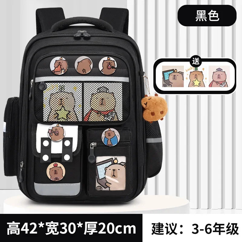 Mochila escolar de estudante Capibara, mochila infantil de grande capacidade. Bolsas para livros de volta às aulas para meninos e meninas