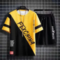 Conjunto masculino verão moda casual secagem rápida manga curta 3d impresso moda t camisa de poliéster + shorts conjunto de basquete
