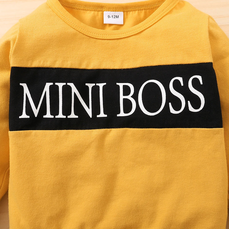 Roupas de bebê menino criança menino roupa terno carta impressão manga longa topo + calças 2 peças moda infantil primavera roupas esportivas
