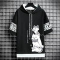 moda masculina hoodies verão roupas masculinas dos desenhos animados casual harajuku streetwear impressão com capuz superior manga curta camisolasn