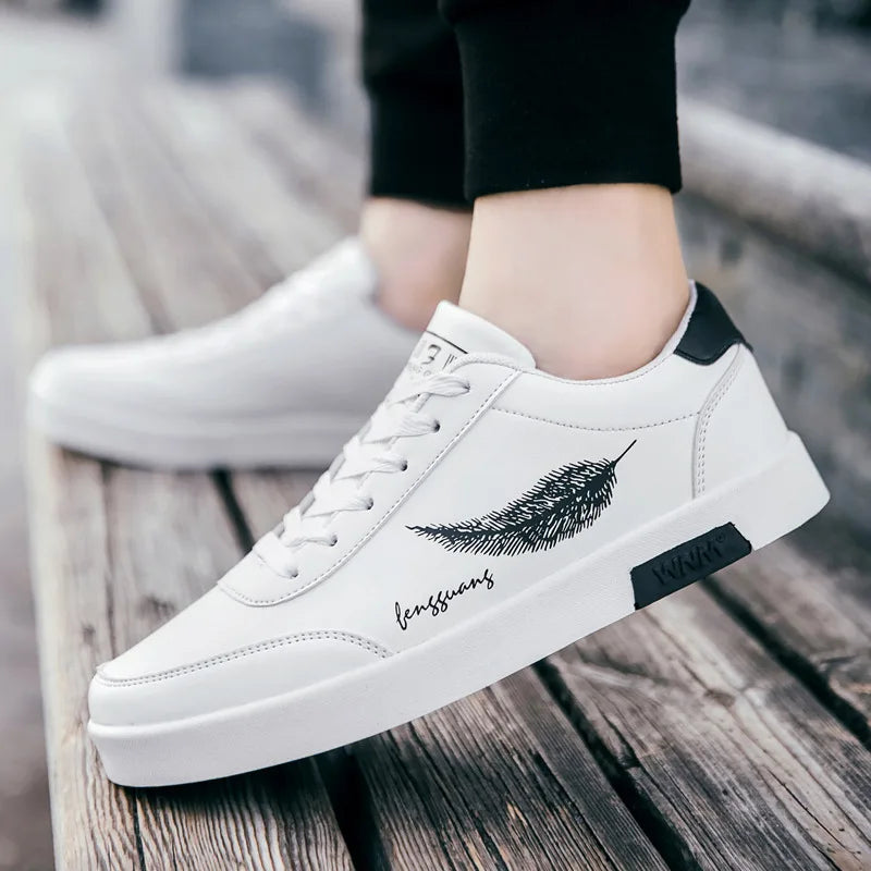 Branco masculino sapatos esportivos na moda sapatos casuais homem de couro apartamentos conforto resistente tênis casuais masculinos zapatillas de hombre