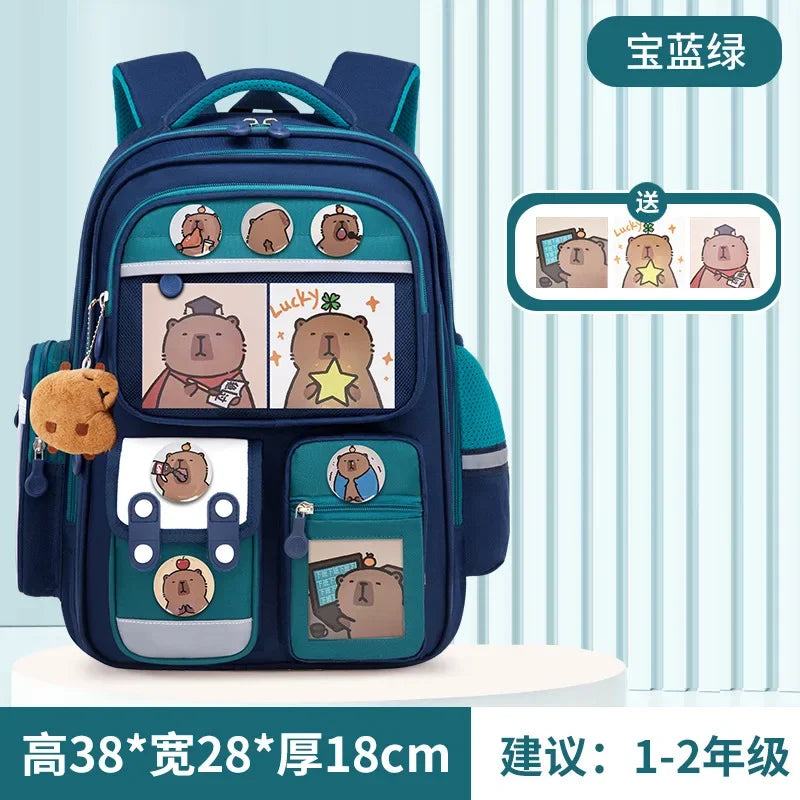 Mochila escolar de estudante Capibara, mochila infantil de grande capacidade. Bolsas para livros de volta às aulas para meninos e meninas