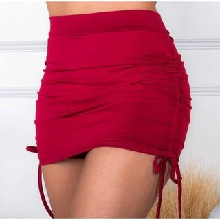 Saia Curta Feminina Franzida Na Lateral Ajustável Suplex moda gringa