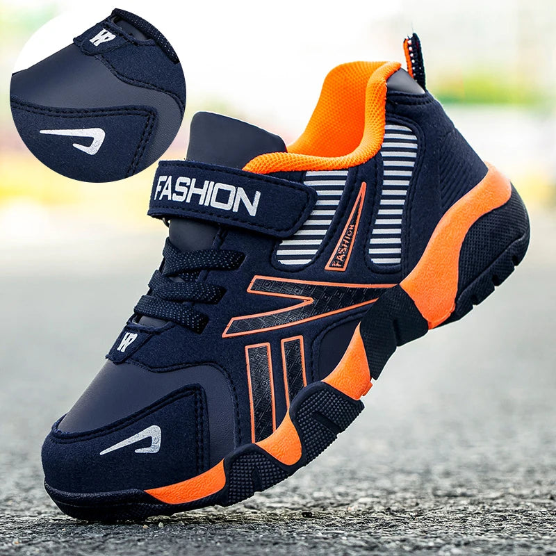Tênis de couro infantil, sapatos de meninos, casual, tênis, corrida, escola, esportes, crianças, meninos, moda, sapatos de caminhada, 7-12 anos