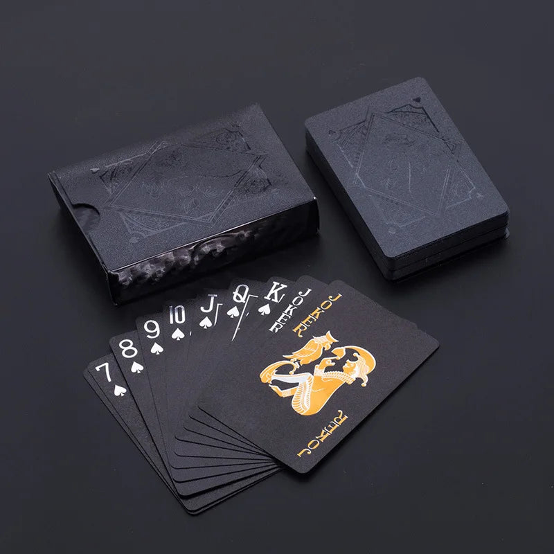Cor preto ouro jogando cartão de jogo grupo à prova dwaterproof água poker terno magia dmagic pacote jogo de tabuleiro presente coleção
