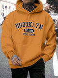 Hoodie masculino de gola redonda estampado em Nova York, agasalho extragrande, capuz Harajuku, Brooklyn Est, moda outono, confortável, 1998