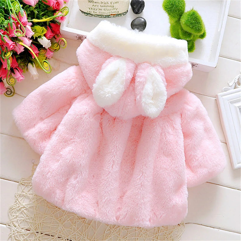 Roupas infantis nova capa meninas outono e inverno lã camisola xale orelha do bebê jaqueta de lã capa