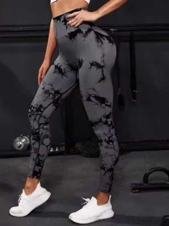 Mulheres sexy ginásio yoga leggings cintura alta push up leggins tie-dye sem costura fitness treino leggins esportes calças de corrida