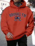 Hoodie masculino de gola redonda estampado em Nova York, agasalho extragrande, capuz Harajuku, Brooklyn Est, moda outono, confortável, 1998