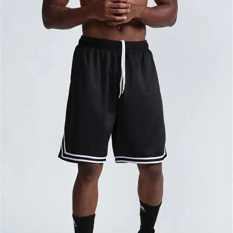 Calção esportiva casual de 5 pontos masculino, calça de basquete solta, fina de malha, roupa exterior, grande, tendência, verão