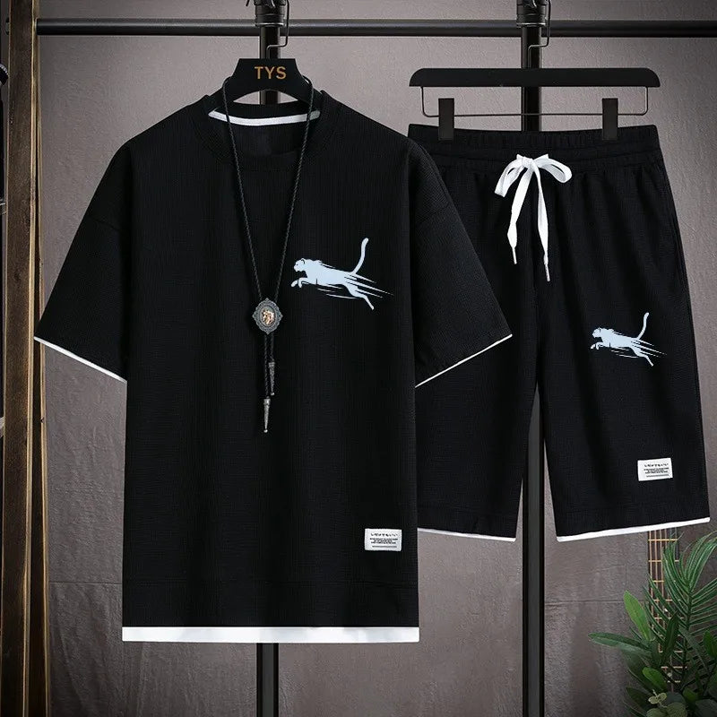 2025 moda e casual verão esportes ao ar livre terno dos homens respirável T-shirt shorts casual e elegante conjunto de duas peças