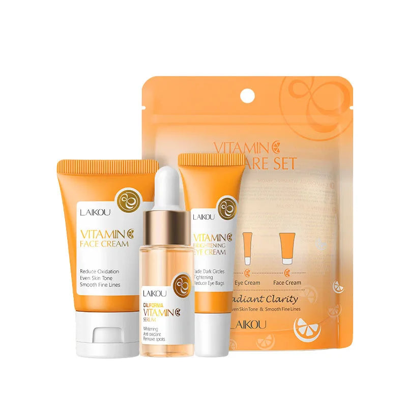 3 pçs/set LAIKOU Vitamina C 24K Golden Sakura Conjuntos de Cuidados com a Pele Creme Facial Soro Creme para os Olhos Hidratante Anti Rugas Kit de Cuidados Faciais