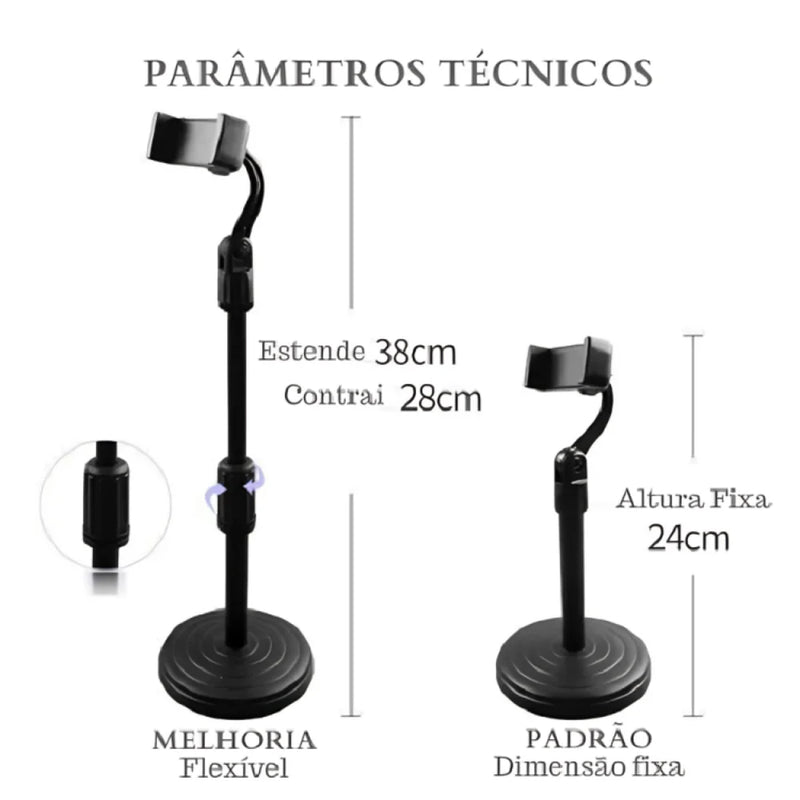 Suporte Tripé Para Mesa Celular Mini Pedestal Ajustável 360°