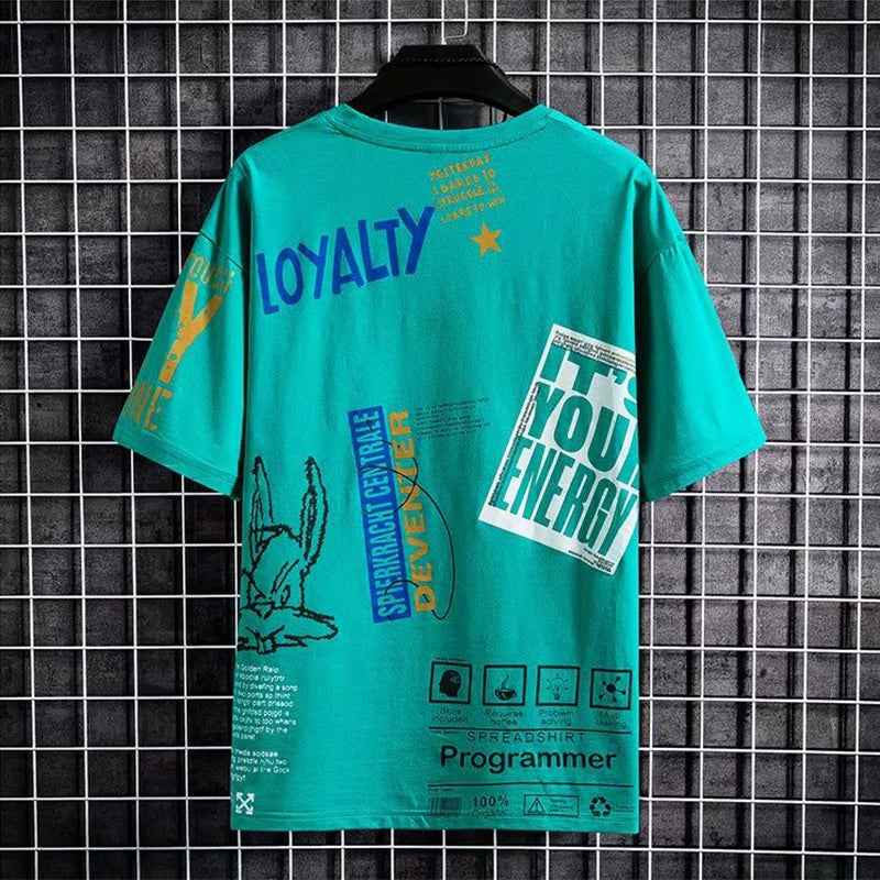 Camisas dos homens de verão Harajuku Moda Coreano Impressão Manga Curta Tops Tee Men Casual Men Clothing Streetwear Tendência T Shirts