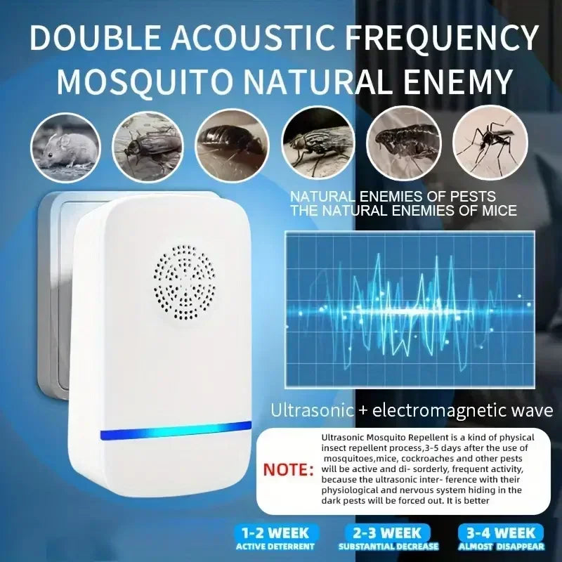 Repelente ultrassônico de pragas plug-in - Controle eficaz de insetos internos para mosquitos, ratos, aranhas, formigas, baratas - Paja infantil