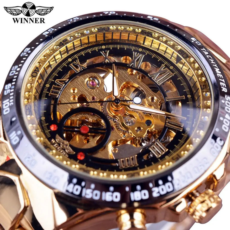 Vencedor mecânico esporte design moldura relógio de moda dos homens relógios topo marca luxo montre homme relógio masculino esqueleto automático