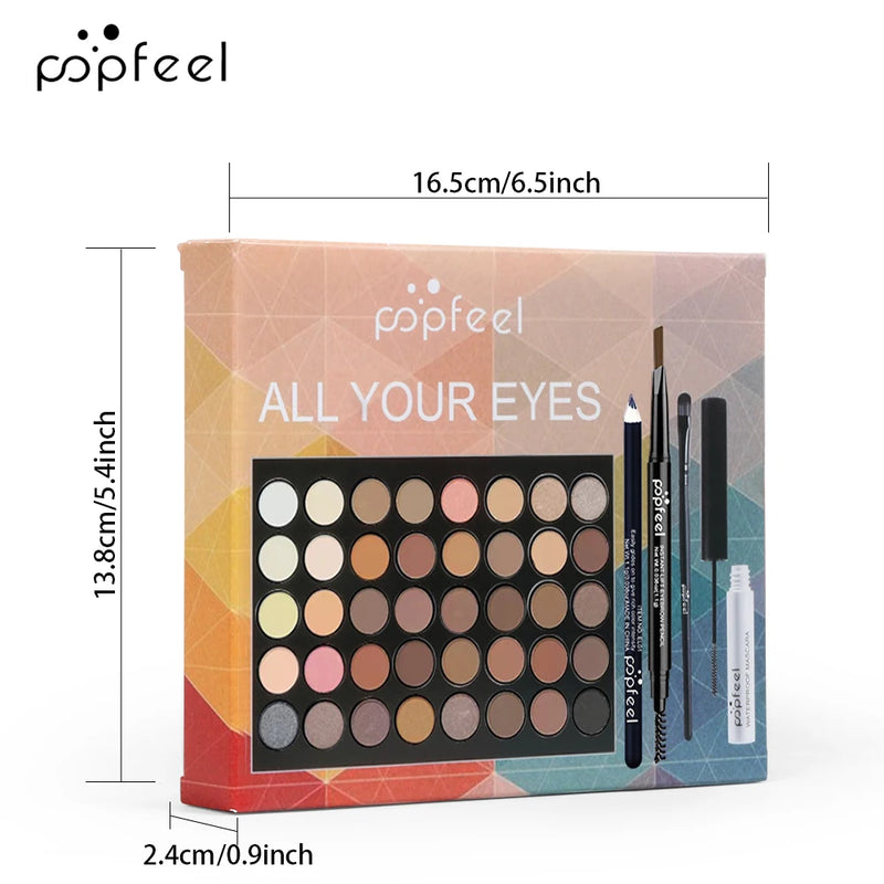 Conjunto de maquiagem Popfeel-Eye para mulheres, paleta de sombras, delineador, rímel, lápis de sobrancelha, maquiagem Tool Box, presentes