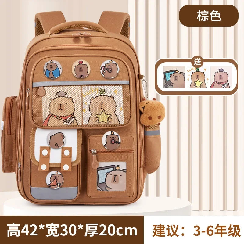 Mochila escolar de estudante Capibara, mochila infantil de grande capacidade. Bolsas para livros de volta às aulas para meninos e meninas