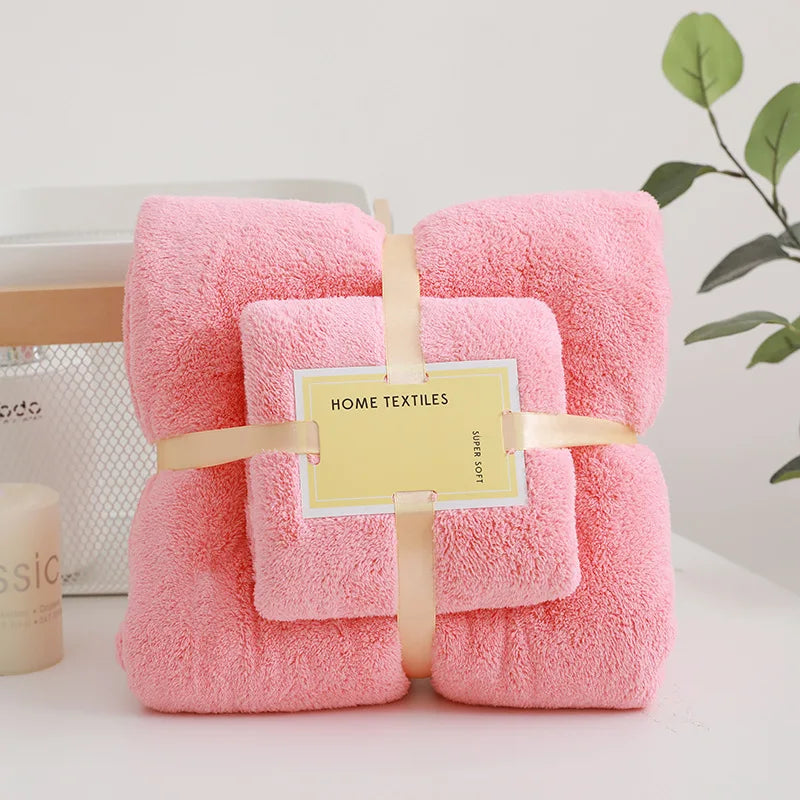 Conjunto de toalhas de banho, 2 peças, super macio, altamente absorvente, secagem rápida, veludo coral, toalha de banho para adultos, hotel e spa