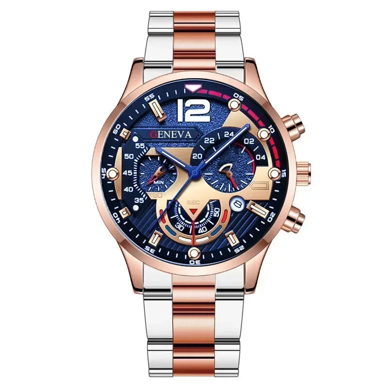 Moda masculina relógios de aço inoxidável luxo quartzo relógio de pulso calendário luminoso relógio masculino negócios casual reloj hombre