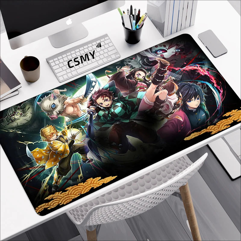 Demon slayer mouse pad para jogos, laptops, teclado, acessórios para pc, protetor de mesa, mousepad gamer, anime mause