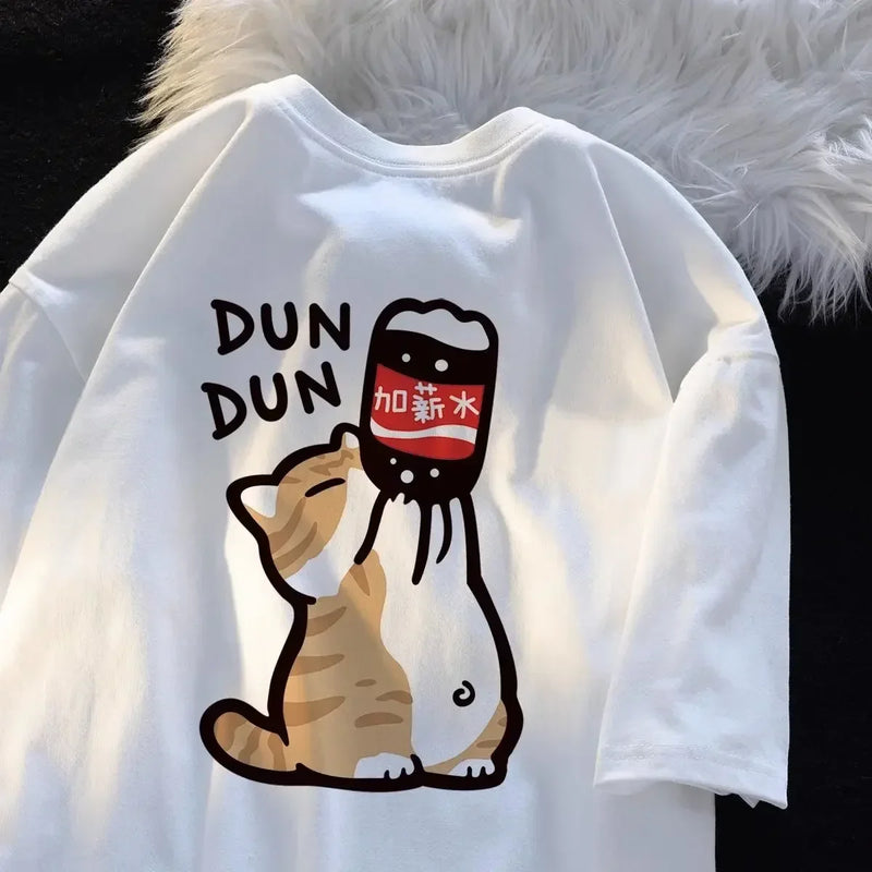 Camiseta gato chinoiserie estilo engraçado verão retro tendência dos desenhos animados gatinho topos camiseta feminina amantes do design casual manga curta