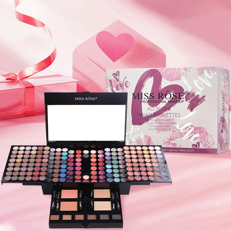 Sombra de olhos de 142 cores, blush de 3 cores, conjunto de maquiagem em pó de sobrancelha de 3 cores, maquiagem especial do maquiador