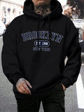 Hoodie masculino de gola redonda estampado em Nova York, agasalho extragrande, capuz Harajuku, Brooklyn Est, moda outono, confortável, 1998