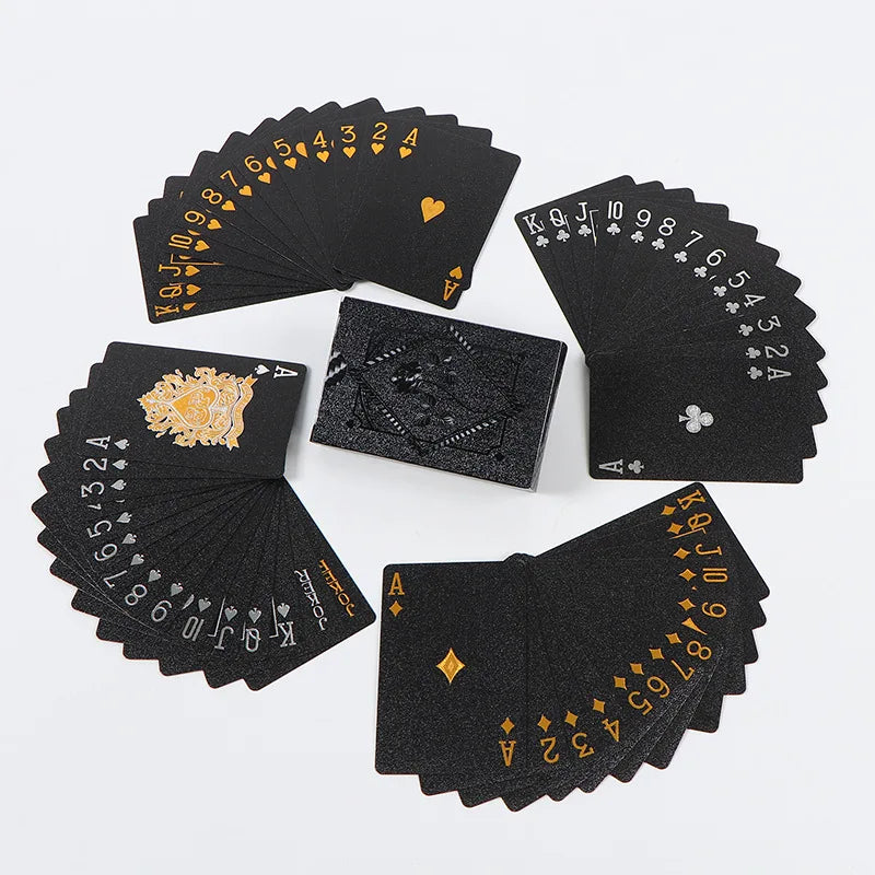 Cor preto ouro jogando cartão de jogo grupo à prova dwaterproof água poker terno magia dmagic pacote jogo de tabuleiro presente coleção