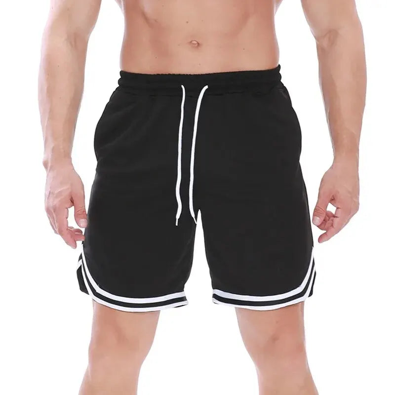 Calção esportiva casual de 5 pontos masculino, calça de basquete solta, fina de malha, roupa exterior, grande, tendência, verão