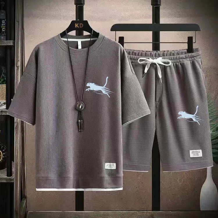 2025 moda e casual verão esportes ao ar livre terno dos homens respirável T-shirt shorts casual e elegante conjunto de duas peças