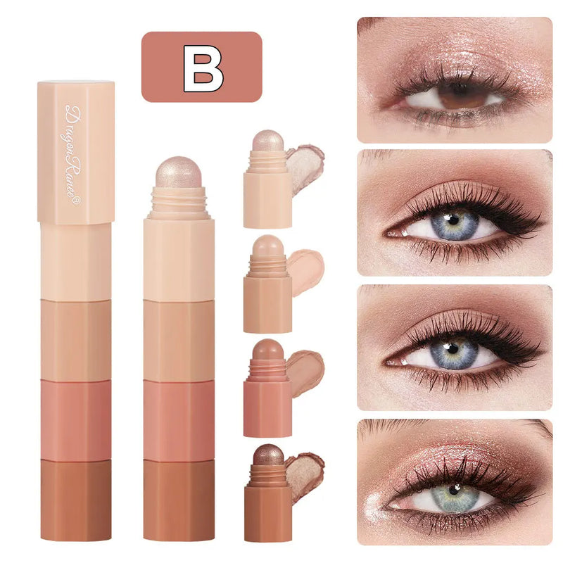 Dragon Ranee-Lápis de Sombra Preguiçoso, Impermeável, Não-Cascão Highlighter, Lápis Silkworm, Perolado, Conjunto de 4 cores