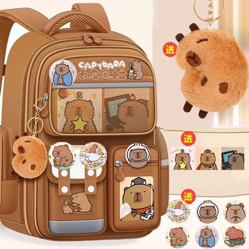 Mochila escolar de estudante Capibara, mochila infantil de grande capacidade. Bolsas para livros de volta às aulas para meninos e meninas