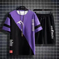 Conjunto masculino verão moda casual secagem rápida manga curta 3d impresso moda t camisa de poliéster + shorts conjunto de basquete