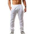 Calças de linho de algodão masculino outono novo respirável cor sólida calças de linho fitness streetwear S-3XL