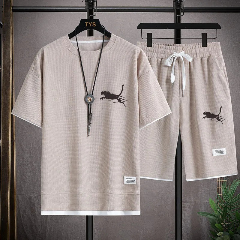 2025 moda e casual verão esportes ao ar livre terno dos homens respirável T-shirt shorts casual e elegante conjunto de duas peças