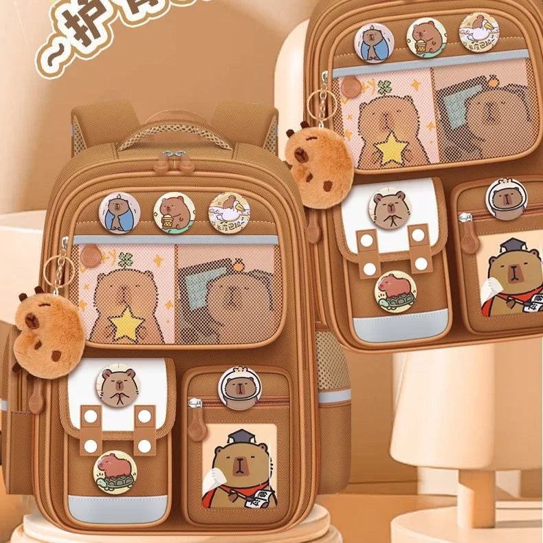 Mochila escolar de estudante Capibara, mochila infantil de grande capacidade. Bolsas para livros de volta às aulas para meninos e meninas