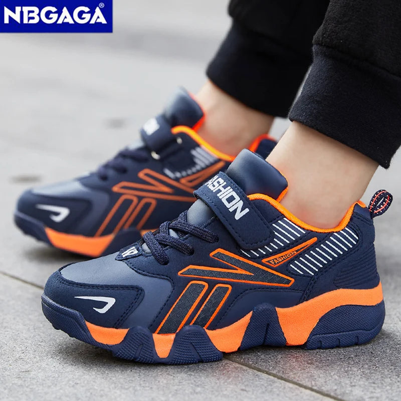 Tênis de couro infantil, sapatos de meninos, casual, tênis, corrida, escola, esportes, crianças, meninos, moda, sapatos de caminhada, 7-12 anos