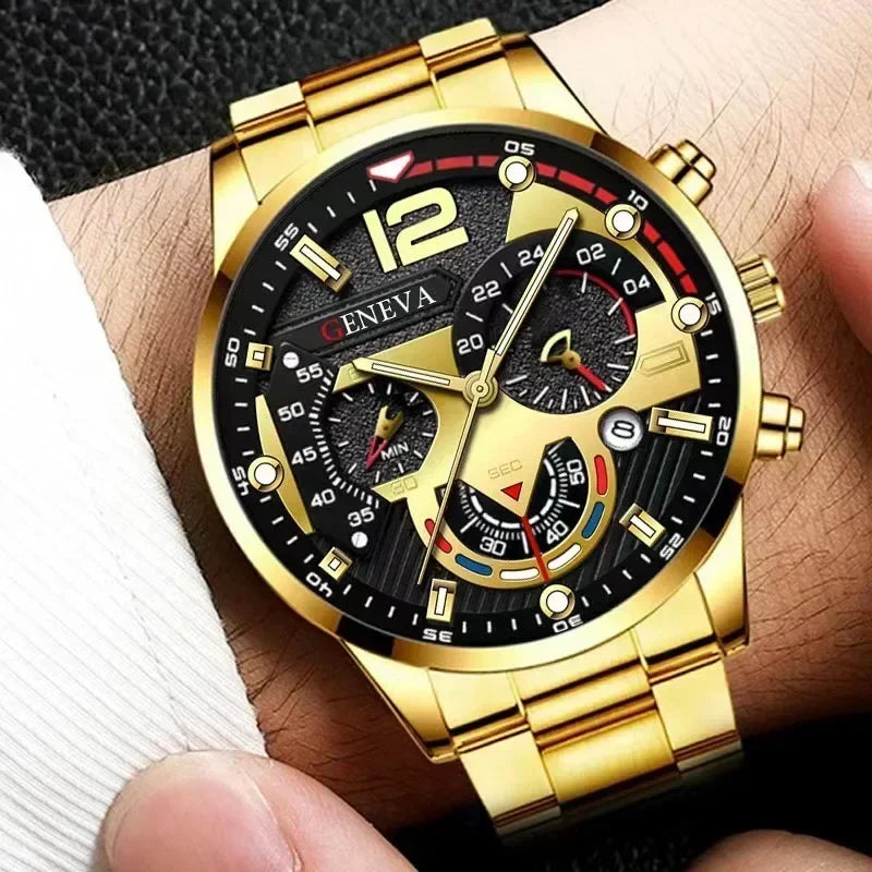 Moda masculina relógios de aço inoxidável luxo quartzo relógio de pulso calendário luminoso relógio masculino negócios casual reloj hombre