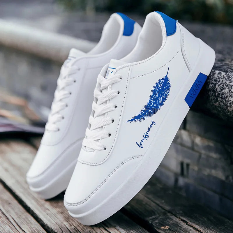 Branco masculino sapatos esportivos na moda sapatos casuais homem de couro apartamentos conforto resistente tênis casuais masculinos zapatillas de hombre