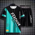 Conjunto masculino verão moda casual secagem rápida manga curta 3d impresso moda t camisa de poliéster + shorts conjunto de basquete