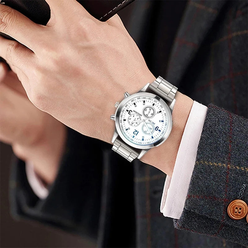 1/2 peças relógios masculinos de negócios relógio de quartzo com pulseira de aço da moda masculina com pulseira (caixa não incluída)