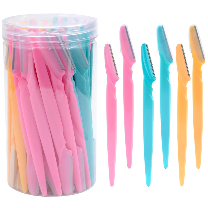 30 unidades/garrafa de lâminas de sobrancelha com recipiente, aparador de sobrancelhas faciais em estojo, remoção de pelos, lâminas seguras, ferramentas de corte
