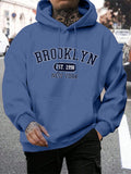 Hoodie masculino de gola redonda estampado em Nova York, agasalho extragrande, capuz Harajuku, Brooklyn Est, moda outono, confortável, 1998