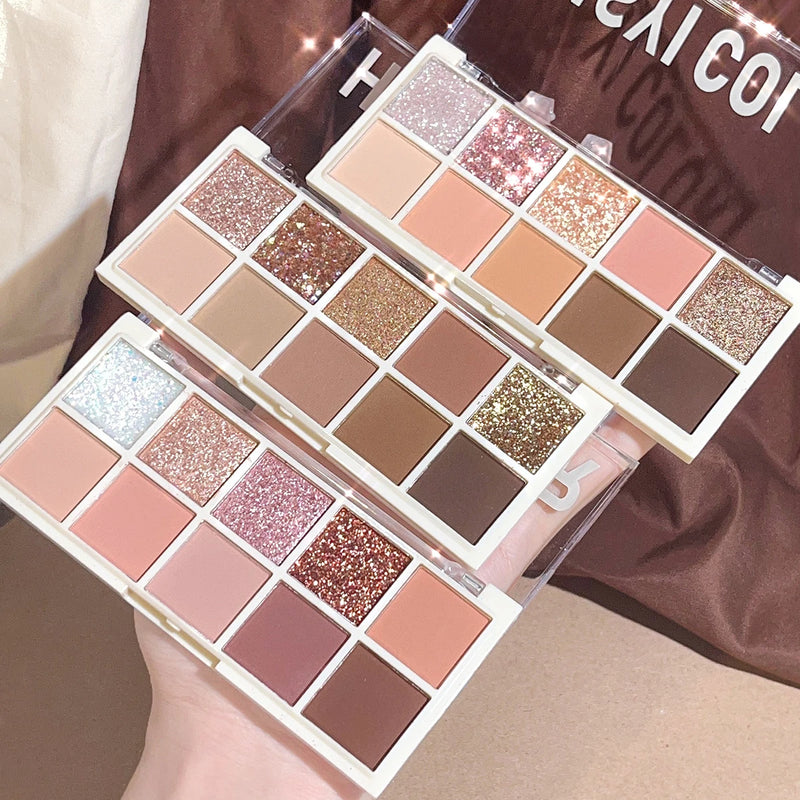 Star Rejuvenation Eye Shadow Pearl, pó de desejo puro, placa marrom, maquiagem barata diária suave, rosa fosco, dez cores