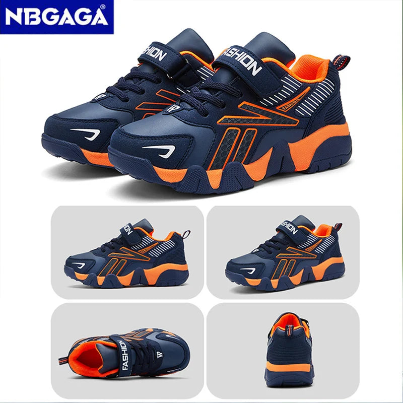 Tênis de couro infantil, sapatos de meninos, casual, tênis, corrida, escola, esportes, crianças, meninos, moda, sapatos de caminhada, 7-12 anos