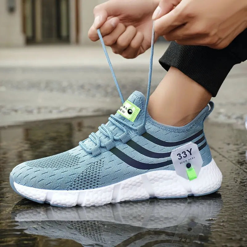 Homens Casual Sport Shoes Respirável leve Sneakers Outdoor Mesh Preto Running Shoes Athletic Jogging Tenis Walking Shoes