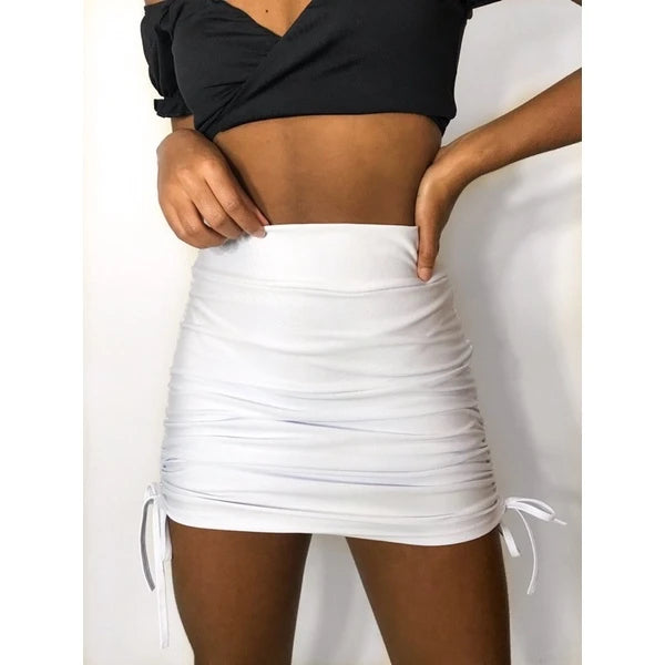 Saia Curta Feminina Franzida Na Lateral Ajustável Suplex moda gringa