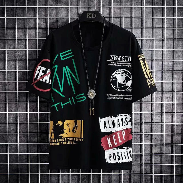 Camisas dos homens de verão Harajuku Moda Coreano Impressão Manga Curta Tops Tee Men Casual Men Clothing Streetwear Tendência T Shirts