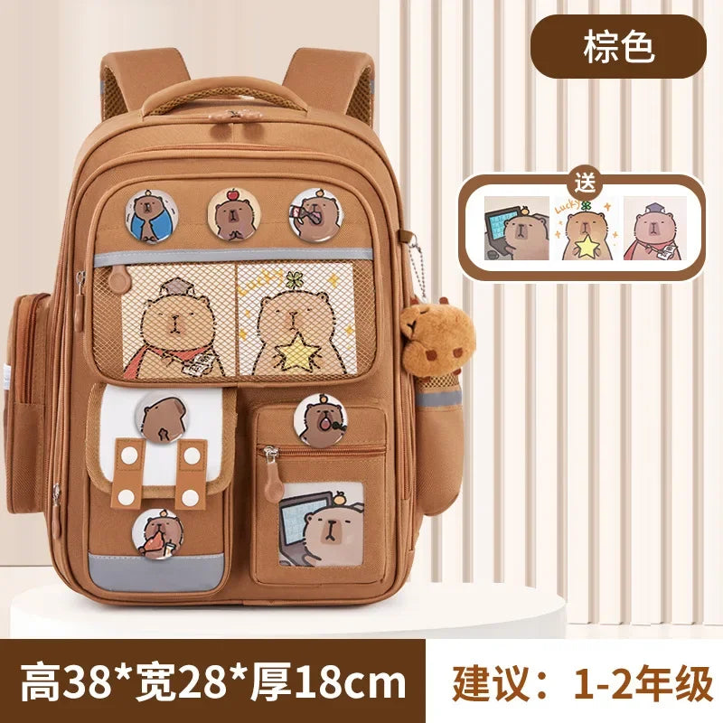 Mochila escolar de estudante Capibara, mochila infantil de grande capacidade. Bolsas para livros de volta às aulas para meninos e meninas